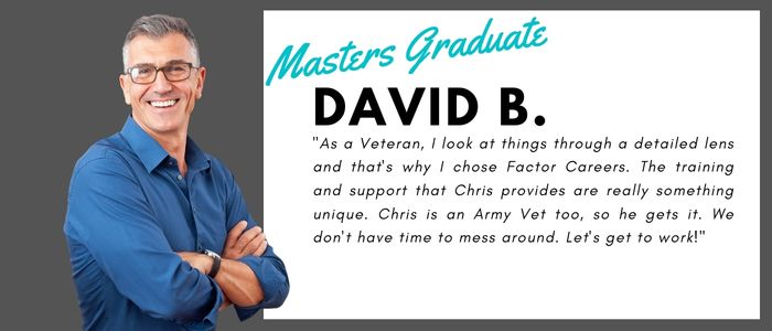 David B - Testimonial card - Broker Training from FactorCareers and The Miller Firms.